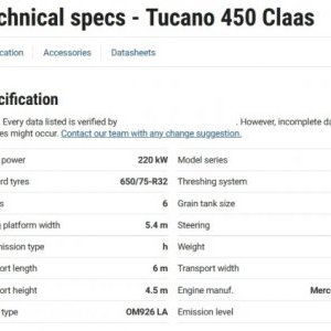 foto 7.5m kombajn 5t/ha CLAAS Tucano 450 (SPZ)